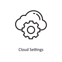 Cloud Settings Vector Outline Icon Design illustration. Cloud Computing Symbol on White background EPS 10 File