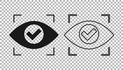 Black Eye scan icon isolated on transparent background. Scanning eye. Security check symbol. Cyber eye sign. Vector