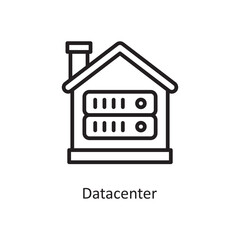 Datacenter  Vector Outline Icon Design illustration. Cloud Computing Symbol on White background EPS 10 File