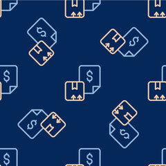 Line Waybill icon isolated seamless pattern on blue background. Vector