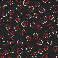 Line Cloud icon isolated seamless pattern on black background. Vector