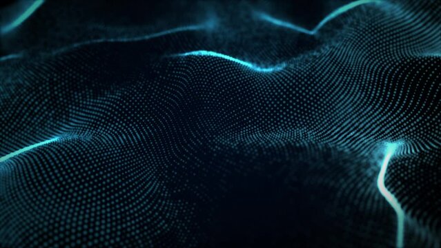 Abstract digital particle wave and lights background ,technology and futuristic concept, Digital technology, Social network connections, Animation digital data cyber or technology background concept.