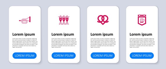 Set Street signboard with beer, Pretzel, Dried fish and Trumpet. Business infographic template. Vector