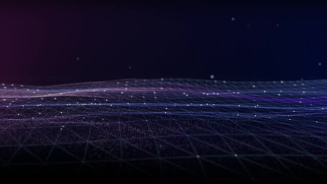 Abstract digital particle wave and lights background ,technology and futuristic concept, Digital technology, Social network connections, Animation digital data cyber or technology background concept.