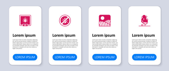 Set Fruit tree, Agriculture wheat field farm, Stop colorado beetle and Colorado. Business infographic template. Vector