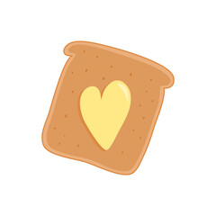 Delicious toast with butter heart. Breakfast for loved ones. Healthy food.