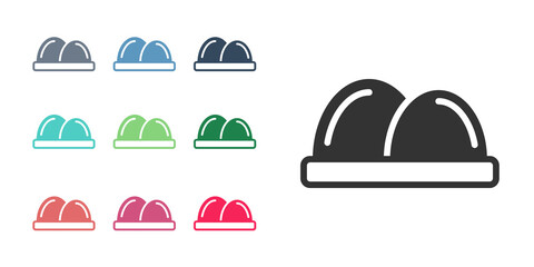 Black Sushi icon isolated on white background. Traditional Japanese food. Set icons colorful. Vector