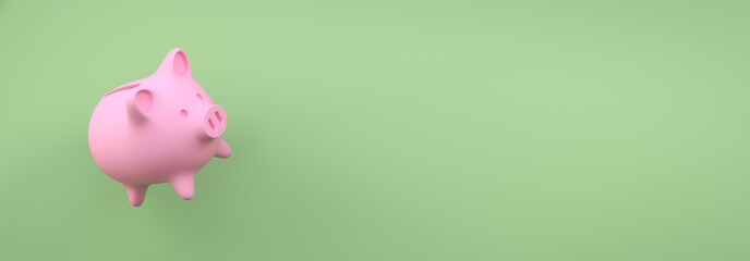 Color piggy bank as leader for the right direction of wealth, investment and development concept