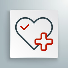 Line Heart rate icon isolated on white background. Heartbeat sign. Heart pulse icon. Cardiogram icon. Colorful outline concept. Vector