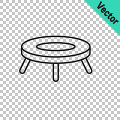 Black line Jumping trampoline icon isolated on transparent background. Vector
