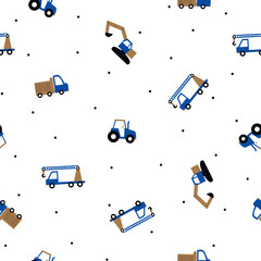 A simple pattern of a cars. cute trucks on a white background. Fashionable print for children's textiles, wallpaper and packaging.