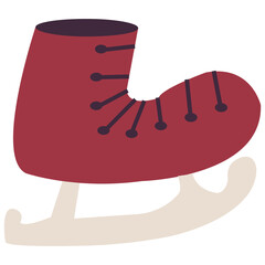 Hand drawn skates element isolated on white. Stock png element. Ice skating Day - january 10