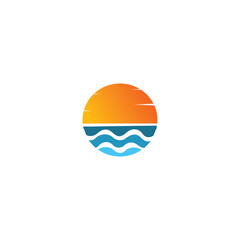 SUNSET beach template logo design