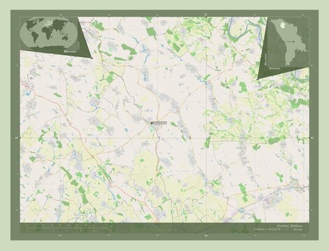 Drochia, Moldova. OSM. Labelled points of cities