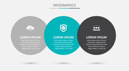 Fototapeta premium Set Shield with check mark, Cloud computing lock and Laptop password. Business infographic template. Vector