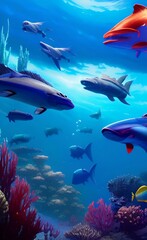 Fototapeta premium Drawing the underwater world