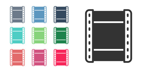Black Play video icon isolated on white background. Film strip sign. Set icons colorful. Vector