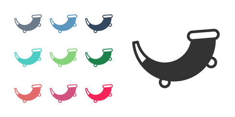 Black Hunting horn icon isolated on white background. Set icons colorful. Vector