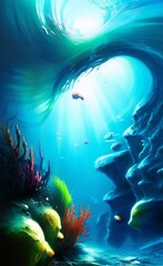 Obraz premium Drawing the underwater world