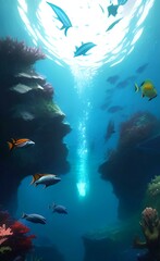 Fototapeta premium Drawing the underwater world