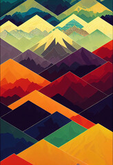 Colorful mountain high saturated background generative ai digital illustration