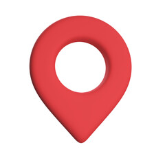 Red pin for pointing the destination on the map. 3d illustration