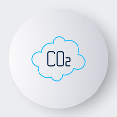 Line CO2 emissions in cloud icon isolated on white background. Carbon dioxide formula, smog pollution concept, environment concept. Colorful outline concept. Vector
