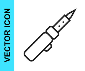 Black line Soldering iron icon isolated on white background. Vector