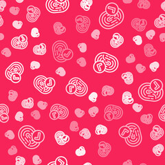 White line Fingerprint icon isolated seamless pattern on red background. ID app icon. Identification sign. Touch id. Vector