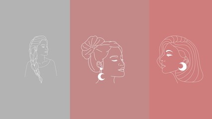 women's beauty logo collection in peach color
