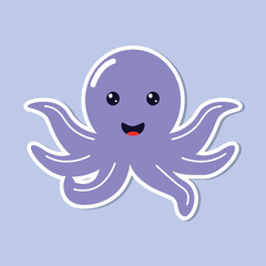 octopus cartoon design vector flat isolated illustration