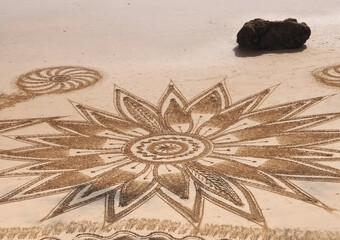 Beautiful beach mandala in Albufeira in Portugal Praia Maria Luisa