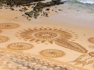 Beautiful beach mandala in Albufeira in Portugal Praia Maria Luisa