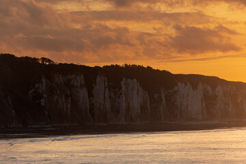 Chalk cliffs along the Channel coast in France, Normandy