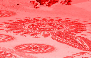 Beautiful beach mandala in Albufeira in Portugal Praia Maria Luisa