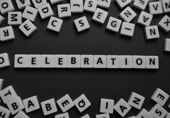 Letters spelling out celebration