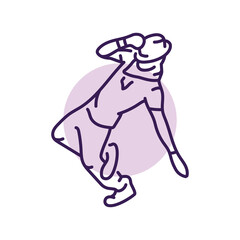 Man dancing hip hop color line icon. Contemporary dance.