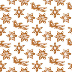 Seamless christmas pattern with gingerbread cookies.