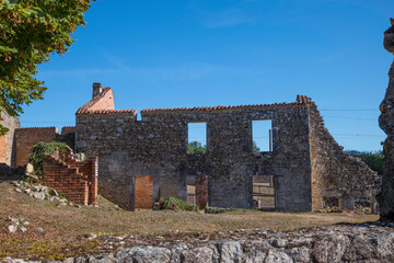 remains of the french village of oradour sur glane after the second world war