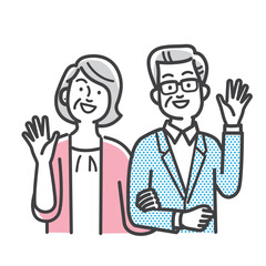 仲が良く腕を組むシニア夫婦のイラスト