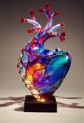 Kintsugi Heart of Glass Stained Glass Heart Sculpture