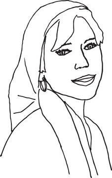 Female Womangirl In A Headscarf Side Portrait With Earrings