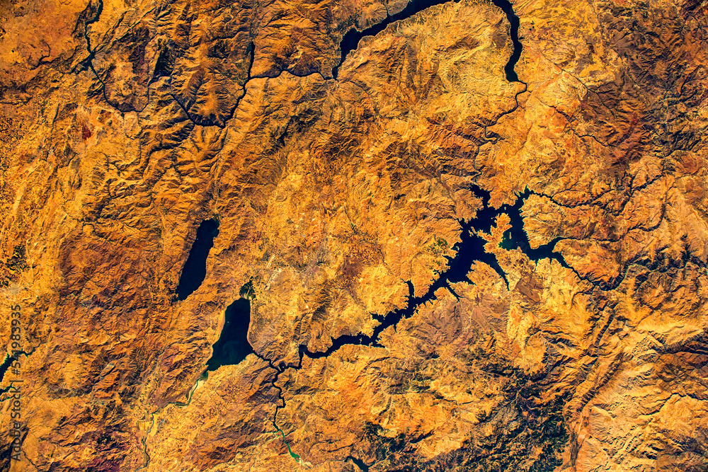 Wall mural land features in the middle east. design element. digital enhancement. elements by nasa