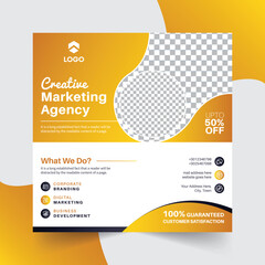 Digital marketing Agency social media post web banner with yellow shape