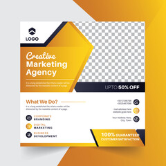 Digital marketing Agency social media post web banner with yellow shape