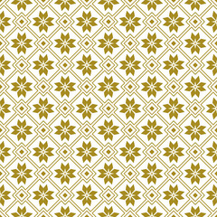 Seamless background image of golden square geometry flower pattern.