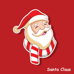 cartoon Santa Claus illustrations isolated on white. Funny happy Santa Claus character with gift, bag with presents, waving and greeting