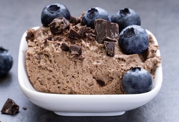 Creamy Chocolate Mousse with Blueberries