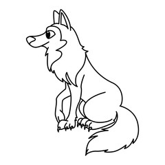 Cute husky dog cartoon characters vector illustration. For kids coloring book.