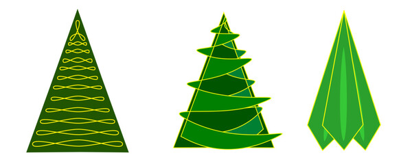 Set Christmas trees in a modern creative design. New Year's celebrations, Christmas design, Christmas.